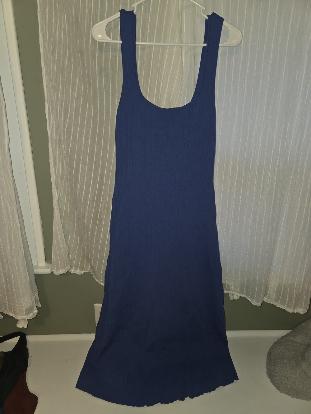 Lulu's Navy Blue Ribbed Maxi Dress